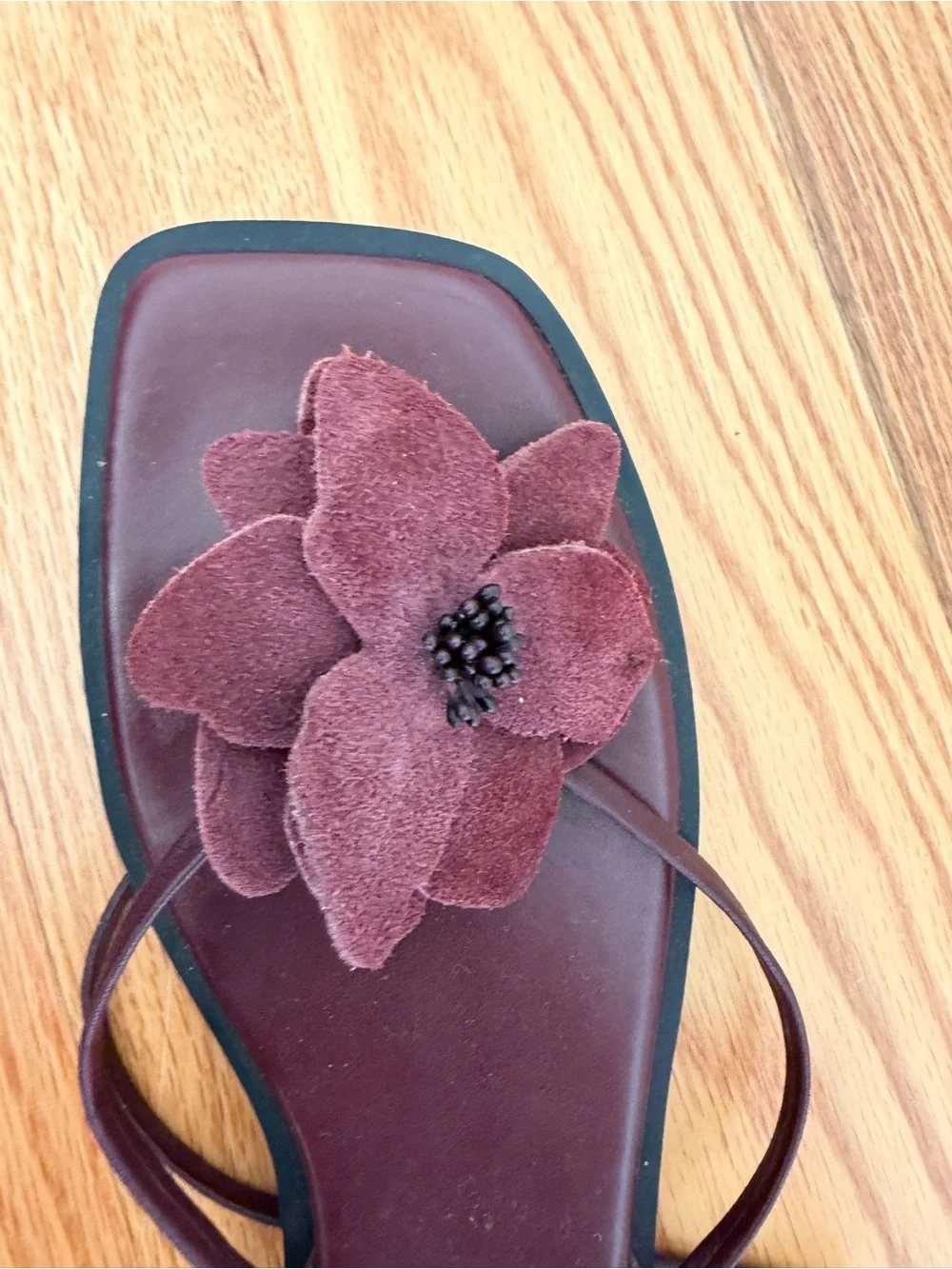 Free People Maroon Suede Floral Lace-Up Sandals